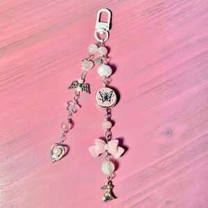 bow and bunny butterfly beaded keychain 🐇 🎀